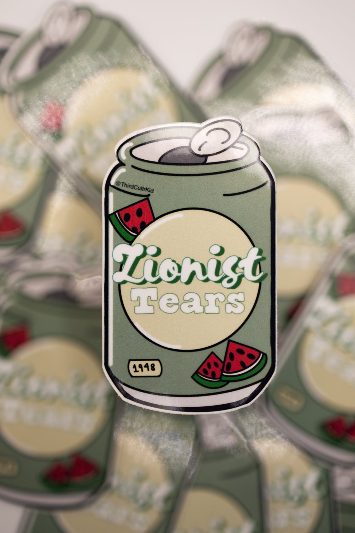 sticker with 'zionist Tears' design on a white background