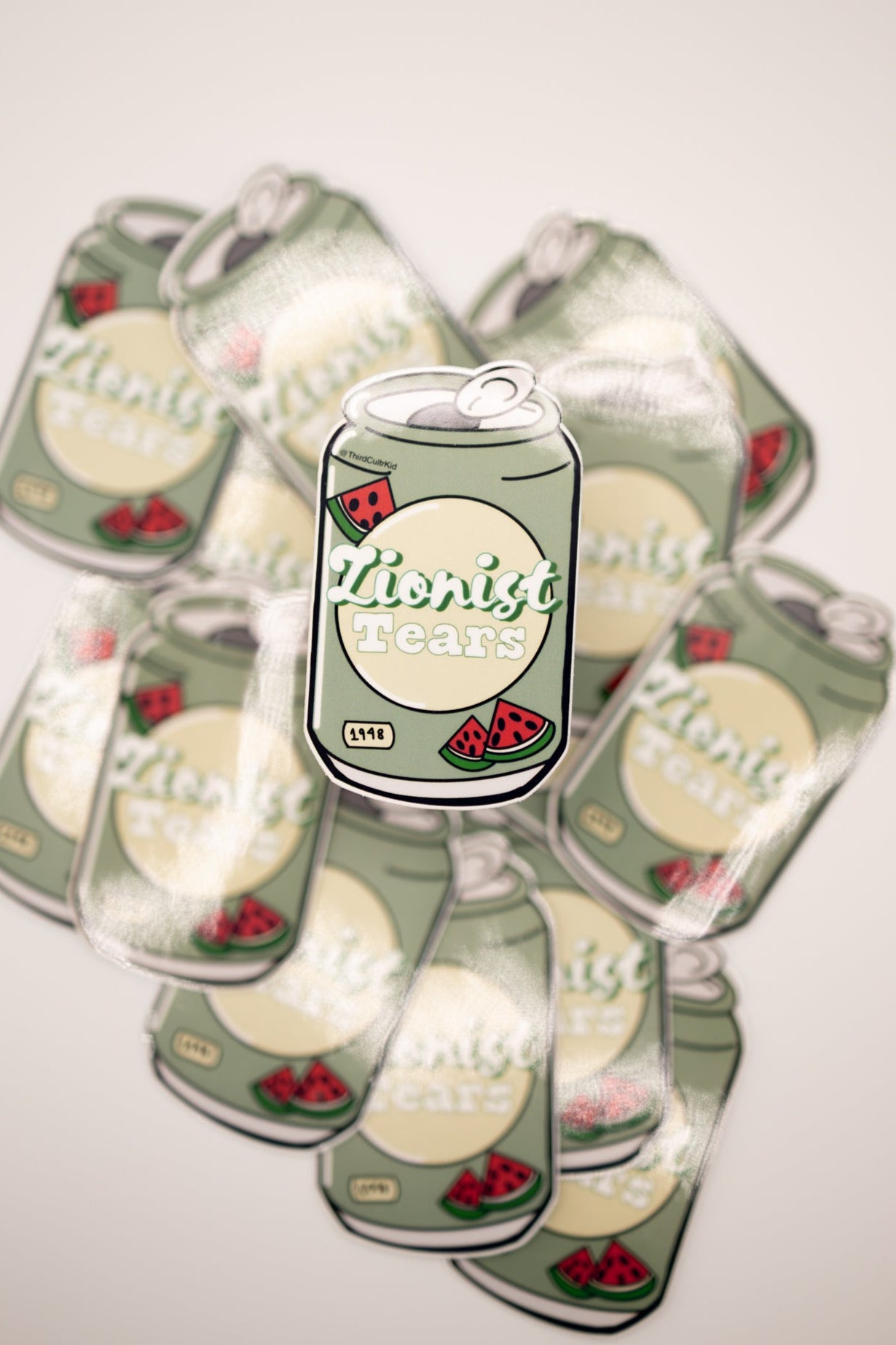 Packaged snacks with a can of soda graphic on a white background