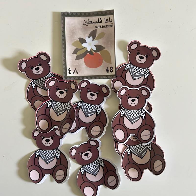 keffiyeh teddy bear stickers and other stickers with small mistakes
