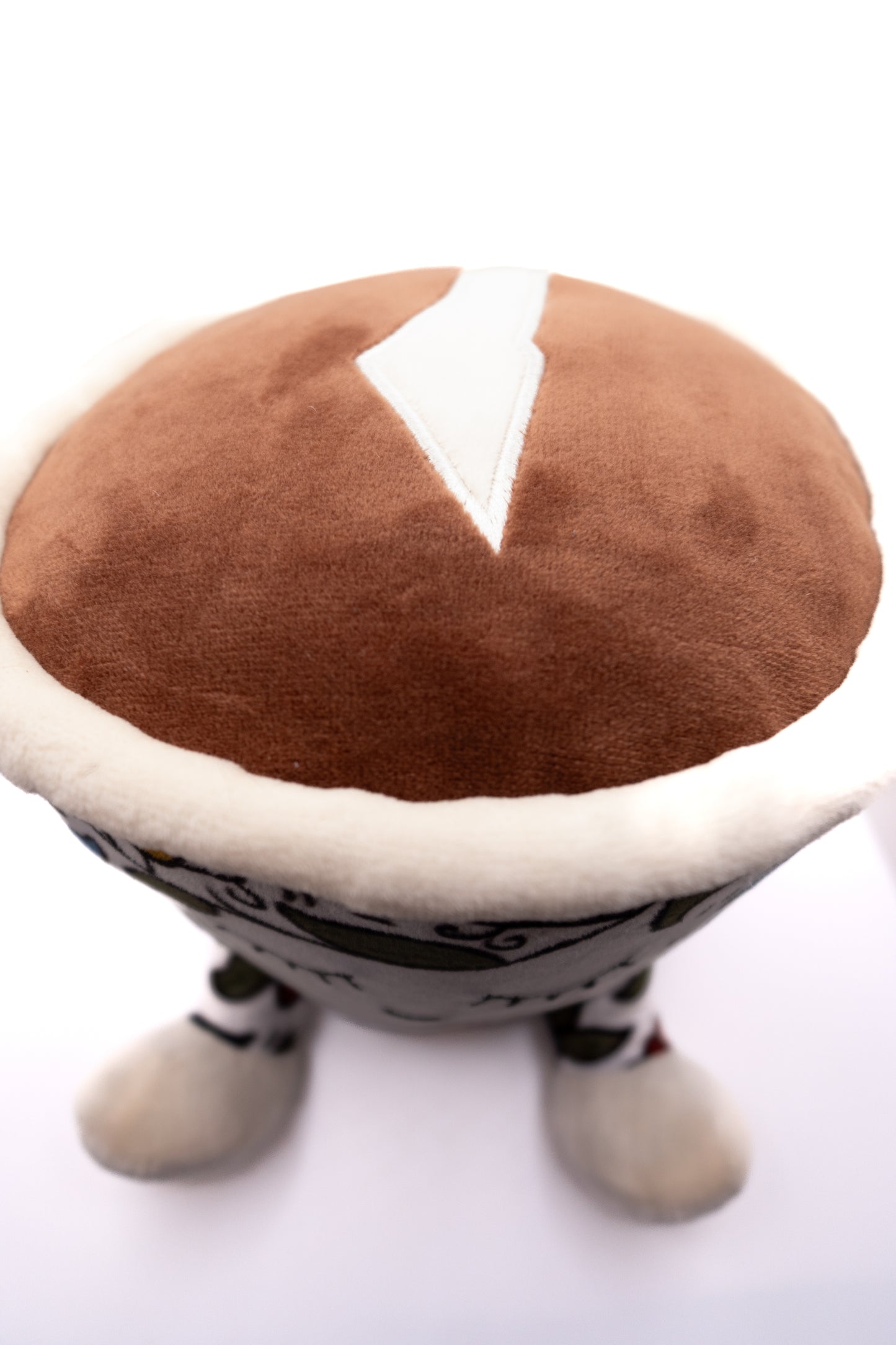 Plush finjan Qahwah cup with floral Khalili Palestine pattern and face on a white background with palestine map